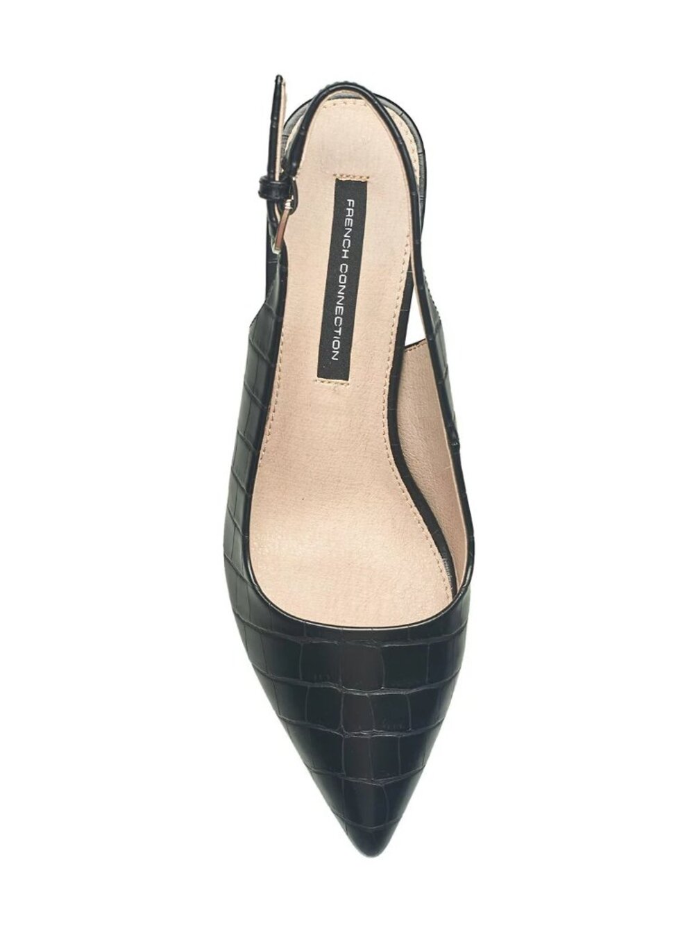 French Connection Womens Quinn Croco Slingback Kitten Heel